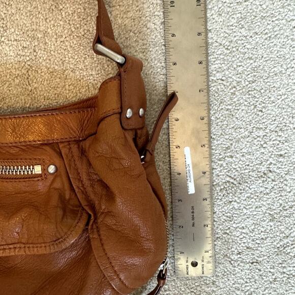 Kenneth Cole New York Cognac Leather Shoulder Bag Purse Hobo - Picture 6 of 6